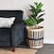 Household Essentials 20" Black & Natural Cattail & Paper Pillar Basket